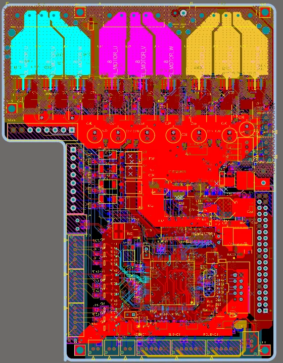 Layout view with the phase pours of each axis